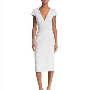 Dress the Population Dress size Small Allison White Sequin Midi Plunging Neck